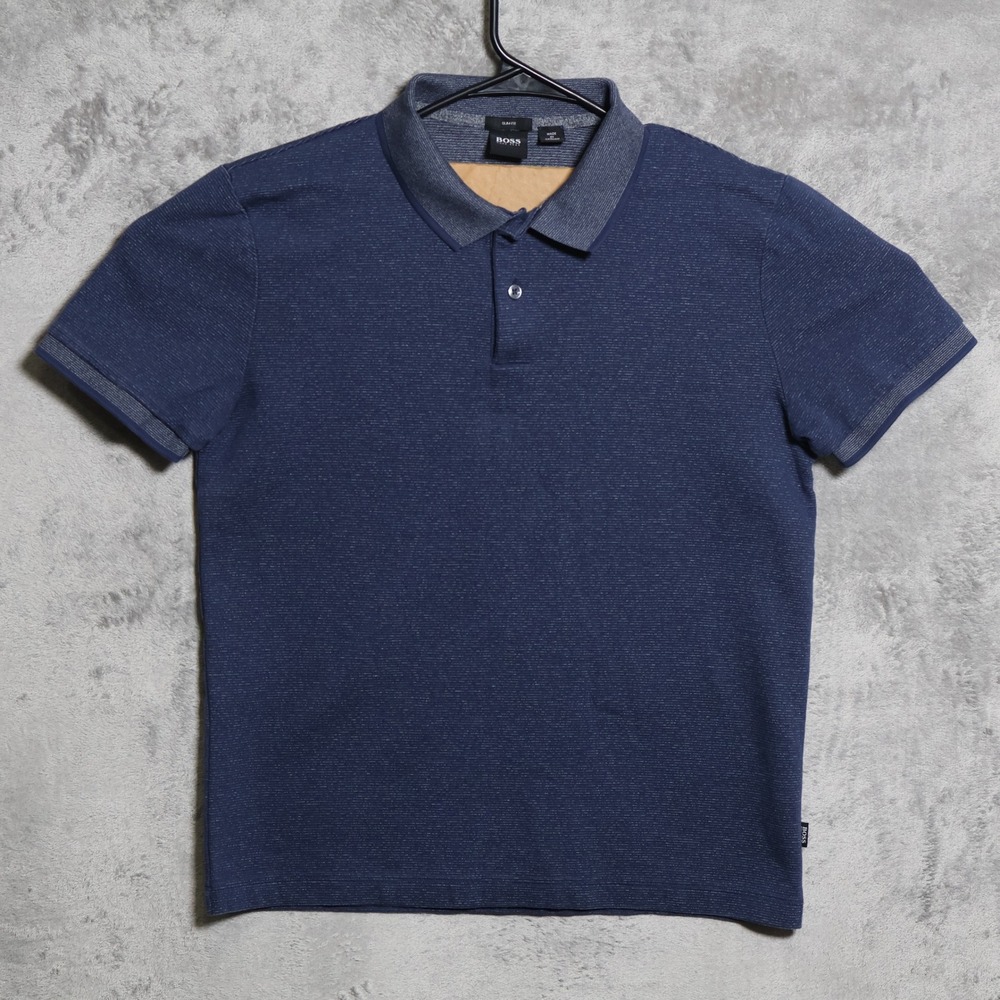 BOSS Hugo Boss Polo Shirt Men Large Blue Slim Fit Phillipson 164 Golf Preppy
